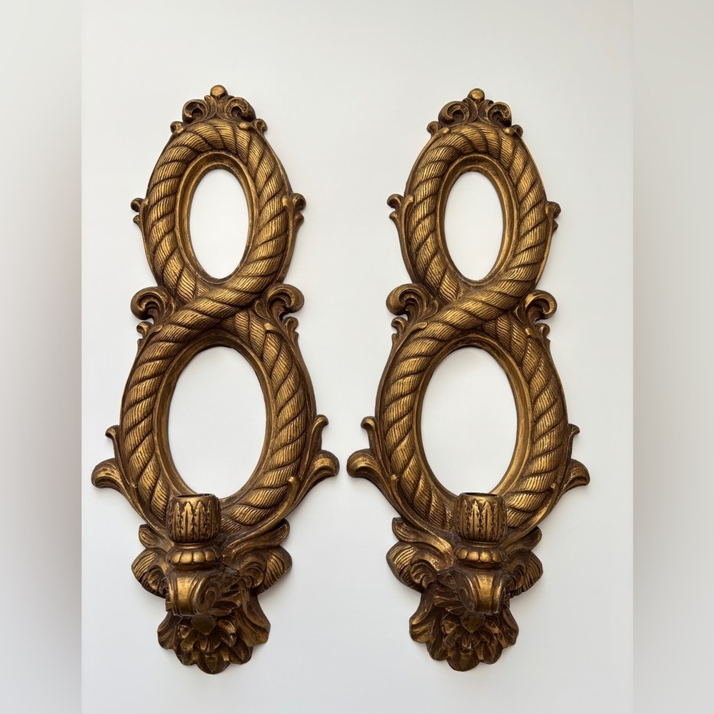 VTG Gold Universal Statuary Corp Wall Sconces Candle Holder Made in USA 1971 - Picture 4 of 13
